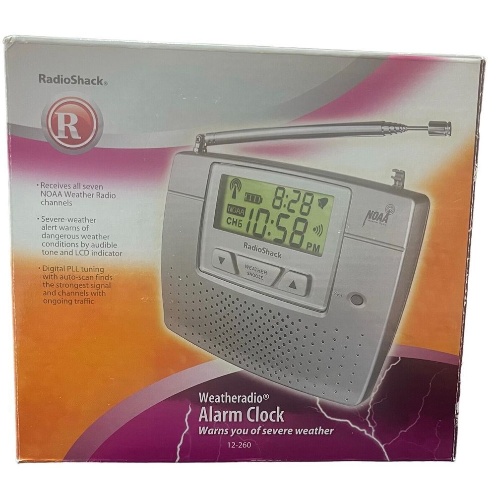 Radio Shack Weatheradio Alarm‎ Clock 12-260 NOAA Weather Radio Channels In Box